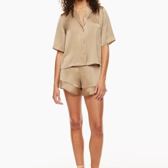 SHORT-SLEVEE SATIN BUTTON-UP BLOUSE - Picture 3 of 7